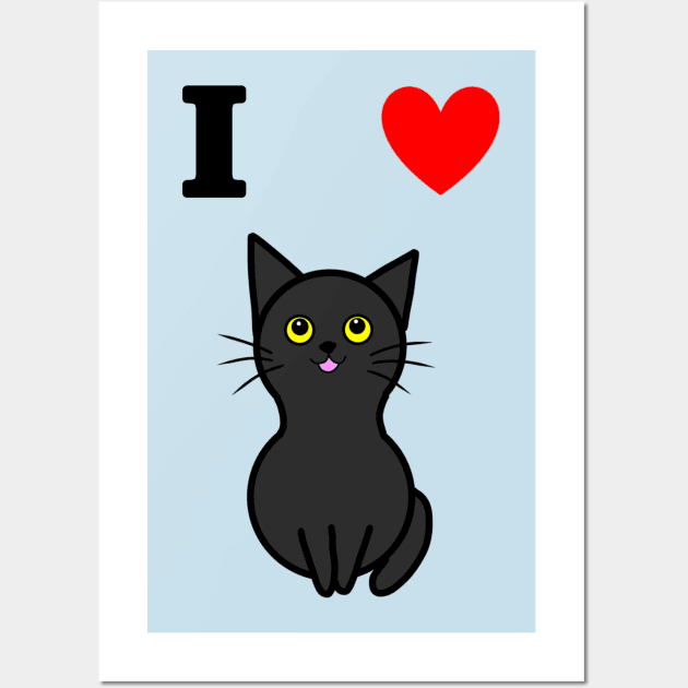 I Love Black Cats (Small Print) Wall Art by Aeriskate